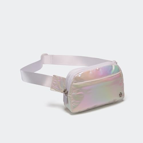 Image of Pander Everywhere Belt Bag for Women, 5 Zipper Pockets Nylon Crossbody Fanny Pack Purse (Iridescent White)