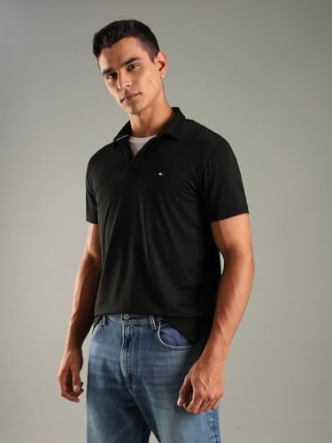 Image of Solid Regular Fit Cotton Polo T-Shirt