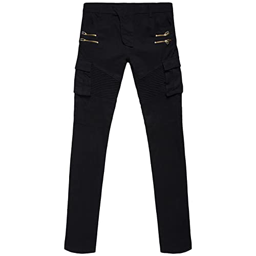 Pantalon en jean skinny stretch homme taille moyenne multi-poches