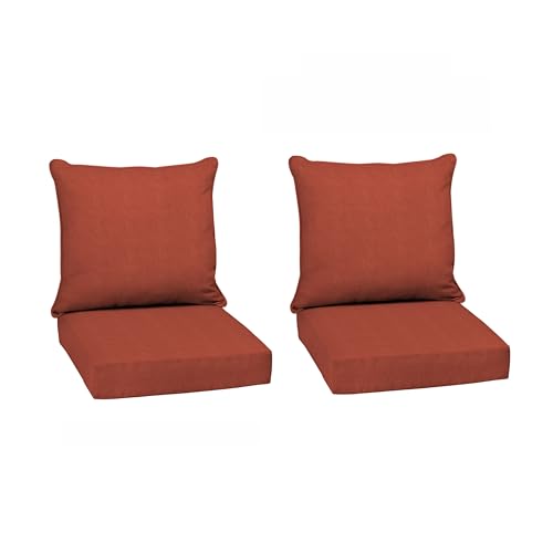 Image of Arden Olefin Outdoor Deep Seat Cushion Set (2-Pack), 24 in x 24 in, Weather-Proof, Rain-Proof, Fade Resistant Patio Cushion for Chair, Sofa, and Couch Sedona Woven Texture