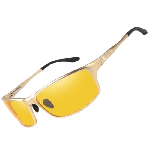 Image of BIRCEN Night Vision Glasses for Driving: Anti-Glare Metal Glasses for Men