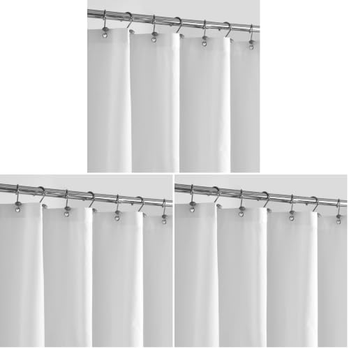 Image of ALYVIA SPRING Extra Long Fabric Shower Curtain Liner Waterproof - 72 inch x 84 inch, Soft & Lightweight XL Shower Curtain with Magnets, Machine Washable - 72x84, White (Pack of 3)
