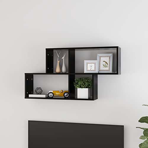 Xichuzi Estantería de Pared, Estanteria Pared, Estanteria Baño, Balda Pared, Baldas Flotantes, Estante Cocina, Baldas Cocina, de aglomerado Negro 100x18x53 cm