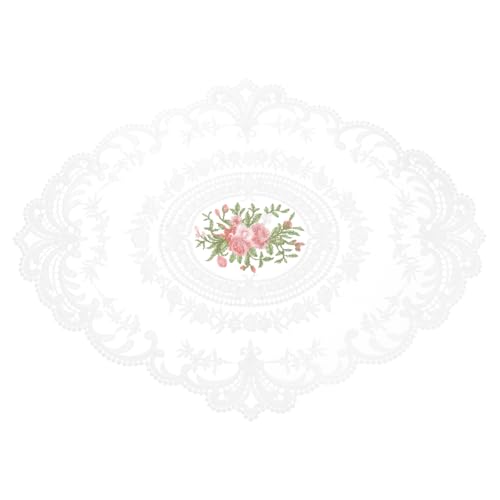 Set de table ovale brodé dentelle rétro blanche napperon vintage 30x40