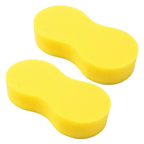 2 Extra Large Car Sponges for Cleaning and Waxing - Suitable for Windshield, Body, and Household Use - Yellow (22 * 11 * 4.5cm)