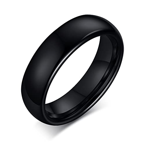 Bague en tungstène pour femmes et hommes alliances noires de 6 mm