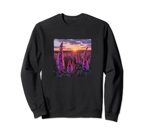 Anise Hyssop Flower Field Beautiful Sunset Graphic Sweatshirt
