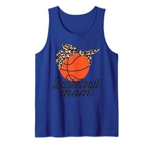 Basketball Mama Leopard Messy Bun Basketball Muttertag 2021 Tank Top