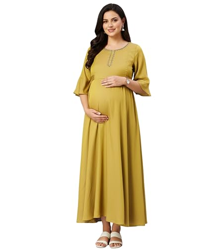 Image of DUMMY SHAPE Pregnancy Dresses for Women Cotton | Floral Anarkali Flare Kurta with Dual Nursing Zippers | Pregnancy & Breastfeeding | Feeding Kurtis | Baby Shower | Gifts for Pregnant Woman