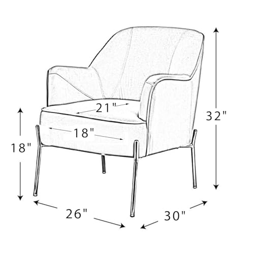 Image of Lakdi The Furniture Co Modern Velvet Lounge Chair for Home & Living Room | Accent Armchair with Solid Wood Structure & MS Metal Legs | 5 Years Warranty | Free Assembly - 151851217