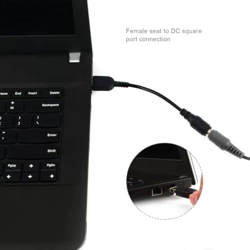 DC 7.9 x 5.5mm Round Jack to Square USB Plug Converter Laptop Power Adapter Connector Cable Compatible with Lenovo ThinkPad IBM Charger