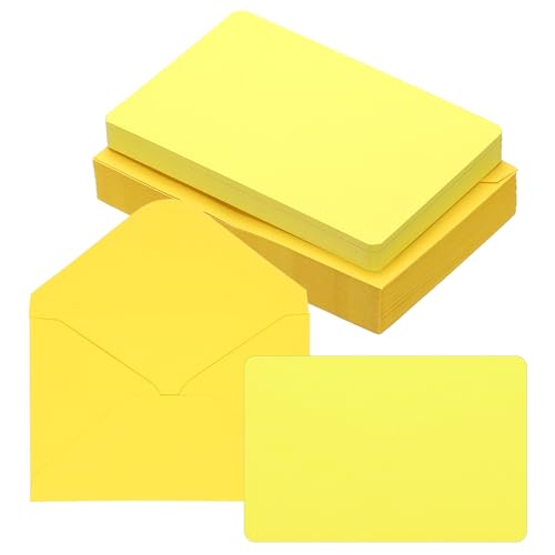 Cartes de vœux vierges et enveloppes PATIKIL 50 lots jaune 10x15cm