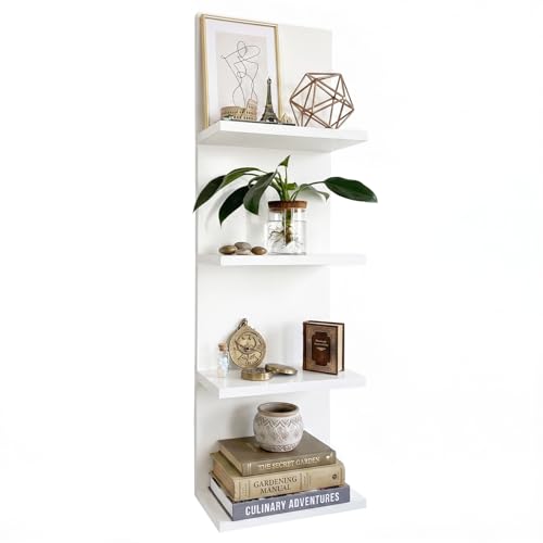 Homaterial 4 Tiers Floating Shelves, Wall Mounted, White