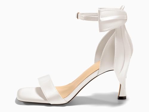 Image of Coutgo Womens Bow Tie High Heels One Strap Heeled Sandals Sexy Stiletto Open Toe Wedding Bride Shoes