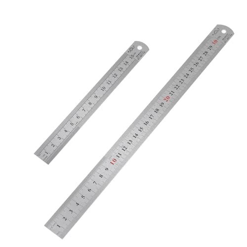 Siumir Metall Linea 2-teiliges Set 15/30cm Lineal Stahl Doppelseitenskala Kante Edelstahl Lineal Messwerkzeug für Engineering Schule Büro Zuhause