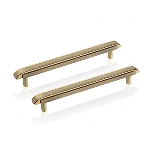 LAPO 2 Piece 6 Inch Drawer Handle for Kitchen Cabinets, Cupboards, Drawers – Antique Gold Finish Pull Handle for Modern Furniture (Pack of 2)