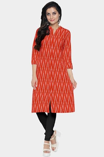 Image of Cotton Pochampally ikat unstitched blouse, Kurthi, long frock fabric material for women (1 meter, 2 meters & 3 meters)