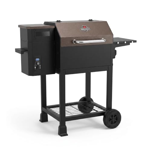 ROCKRAY 465 SQ.IN Wood Pellet Grill & Smoker with Side Shelf, 8 IN 1 BBQ Grill with PID Temperature Control for Outdoor Cooking, BBQ Camping and Patio