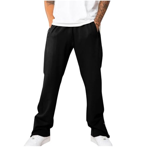 Mens Athletic Fit Casual Pants Classic Drawstring Stretchy Waist Wide Leg Pants Comfy Breathable Outdoor Sweatpants - Main Image