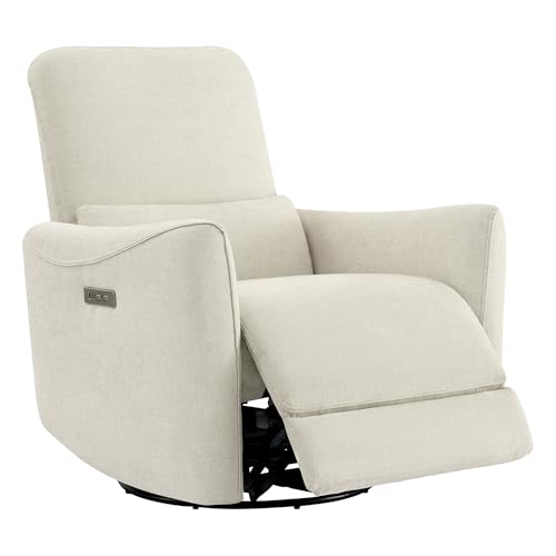 Image of CHITA Oversized Power Recliner Chair Swivel Glider for Big and Tall, FSC Certified Living Room Nursery Rocking Chair with Lumbar Support, Linen