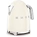 SMEG 50's Retro Style 7 Cup Electric Water Kettle with Automatic Shutoff, Removable Base, and Water Indicator, KLF03CRUS, Cream