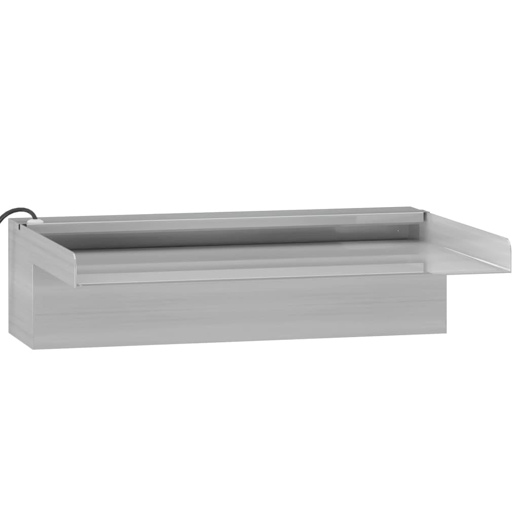 Element wodospadu ze stali nierdzewnej 30 cm z diodami RGB LED, fontanna ogrodowa, do stawu, tarasu, balkonu, wewnątrz i na zewnątrz, fontanna pokojowa z relaksującym pluskiem