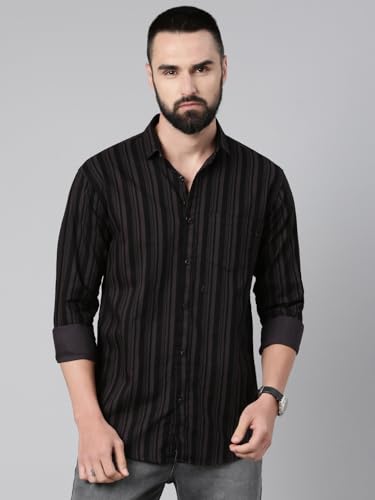 Image of Majestic Man Men's Standard Slim Fit Striped Pure Cotton Casual Shirt