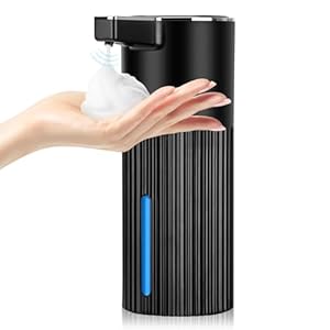 Automatic Soap Dispenser Foaming Touchless: 14oz Plastic – 4 Level Adjustable Wall Mount Foam Black Rechargeable Electric Auto Smart Soap Dispenser – Bathroom Kitchen Hand Dish Lotion