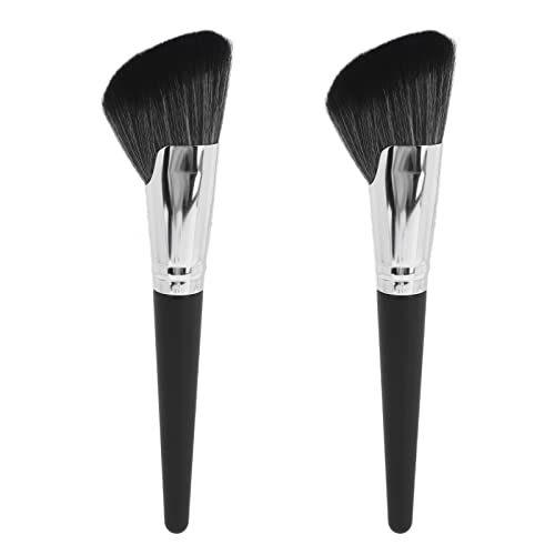 2 Pcs Sickle Contour Brush, Set de Pinceles para Maquillaje, Cerdas Suaves de Fibra Sintética con Mango de Madera, Herramienta Profesional para Contornear, Bronceador y Base