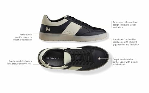Image of Neeman's City Strides Sneakers for Men | Comfortable & Flexible Retro Faux Leather Sneakers with a Translucent TPR Sole and Lightweight