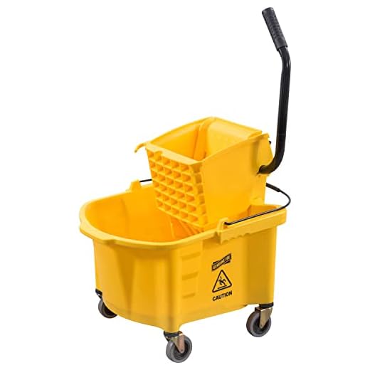 Genuine Joe GJO60466 Splash Guard Mop Bucket/Wringer, 6.50 Gallon Capacity, Yellow