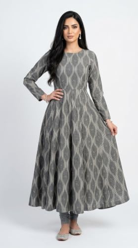 Image of Cotton Pochampally ikat unstitched blouse, Kurthi, long frock fabric material for women (1 meter, 2 meters & 3 meters)
