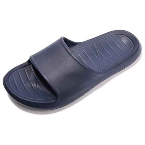 Colgo Mens Shower Shoes Slippers Quick Drying Bathroom Slippers Soft Sole Dorm Room House Gym Pool Sandals (Navy, 7) Cover