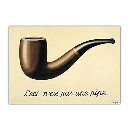 Peinture Magritte sur toile déco maison moderne tableau salon surréalisme 80x140cm