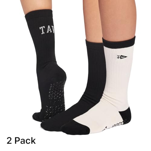 Image of TAVI Kai Crew Grip Socks for Women - Pilates Socks with Non-Slip Grips, Arch Support - Wear for Yoga, Barre, Studio Workouts