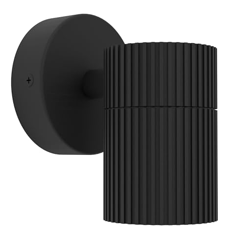 EGLO Wandlampe außen Tomelloso, Außenbeleuchtung Hauswand, Wand Außenlampe mit Downlight, Außenwandleuchte aus Aluminium in Schwarz, GU10 Fassung,...
