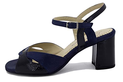 Sandale talon cuir verni marine PieSanto 190254 fini les pieds douloureux