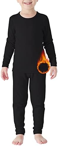 Zando Kids Thermal Underwear Sets Girls Soft Base Layer Fleece Long Underwear Toddler Thermal Set Boys Underwear Long Johns Ultra Cold Weather Gear Toddler Underwear Black Medium (90) /2T
