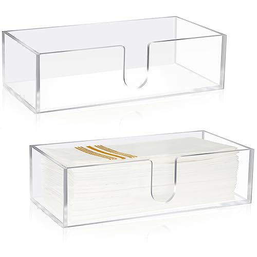 Mumufy 2 Pcs Paper Napkins Holder Fold Paper Towel Dispenser Height 2.75 Inch Acrylic Multifold Towel Dispenser for Guest Z Fold Disposable Countertop Holder Small Size(Clear) by Mumufy - Used condition - US$17.02