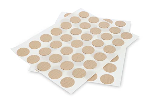 WoodPress® Real Beech Wood, Screw Cover Caps/Hole Covers, Peel & Stick, 18mm, x70 Pieces per Pack