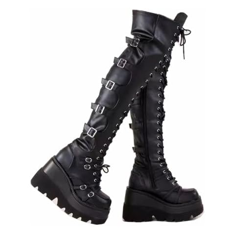 Gothniero Over Knee Black Platform Boots Cover