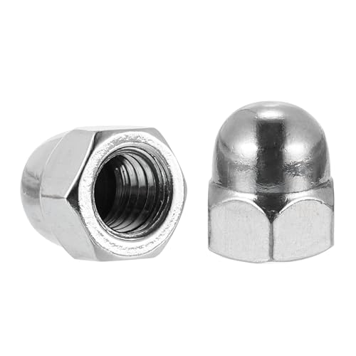 sourcing map 3/8-16 Acorn Cap Nuts, 10Pcs 316 Stainless Steel Dome Cap Head Acorn Nut Hardware Nuts for Bolt Cover, Silvery