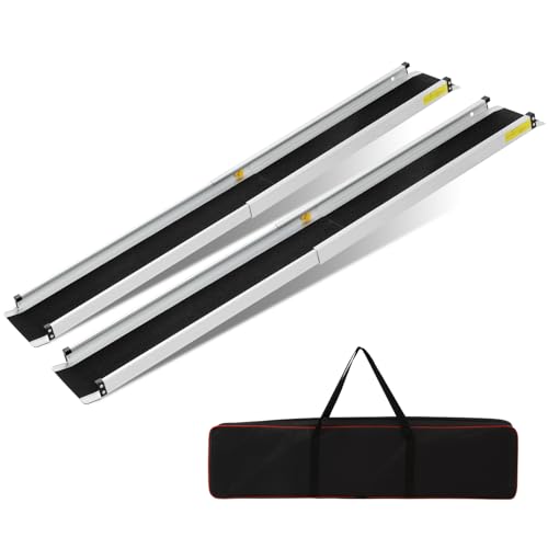 2PCS Teleskop Rollstuhlrampe 105-183CM, Aluminium Auffahrrampe bis 272 kg,für Zuhause, Stufen, Bordsteine, Robuste Teleskop Auffahrrampe für Elektro-Rollstühle, Fahrräder in der Textiltasche
