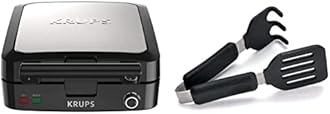 Krups 4 Slice Belgian Waffle Maker and Norpro Silicone Tongs Waffle Set