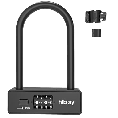 Hiboy Bike Combination U-Lock, Anti-Theft Security Bicycle Lock with Mounting Bracket, 10mm Steel Shackle U-Lock for Scooters & Bikes