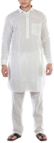 Kurta Pathani blanco de algodon Royal Kurta conjunto de pijama para bodas y eventos 2