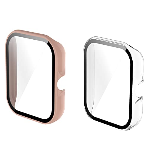 Kobmand Funda [2 Pack] Compatible con Amazfit GTS 3,Ultra Delgada PC Funda, Protección Completa, Resistente a arañazos Funda para Amazfit GTS 3 (Transparente+Rosa)