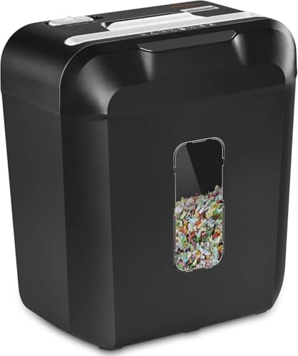 Schredder, 10 Blatt Kreuzschnitt (P-4) Aktenvernichter, VidaTeco Partikelschnitt Papierschredder für Papier/Kreditkarten, Reisswolf mit Tragbares Griffdesign & 14L Behälter (Querzuschnitt, 10 Blatt)