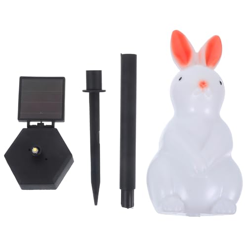DOITOOL Easter Rabbit Solar Garden Light Outdoor LED Solar Lamp White Rabbit Figurine Landscape Decor Patio Lawn for Easter Yard