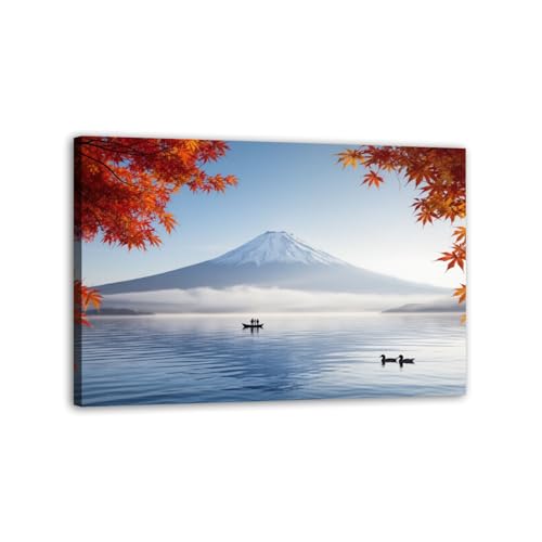 Large Canvas Wall Art Mountain lake morning fog autumn season